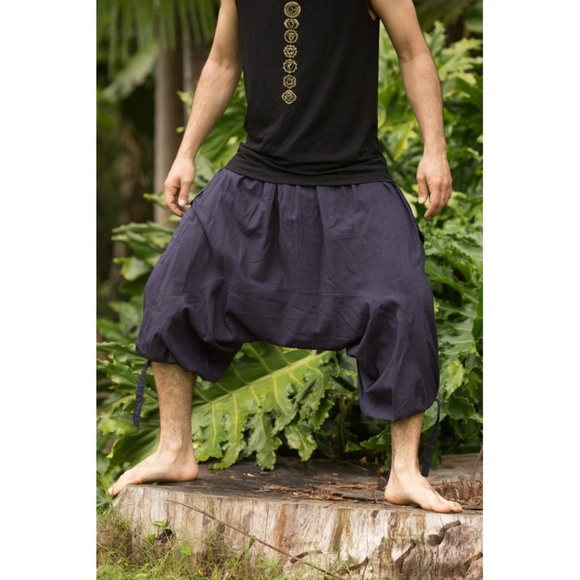 Shantaraam Yoga Ali Baba Dark Blue Shorts Pants - Picture 1 of 5
